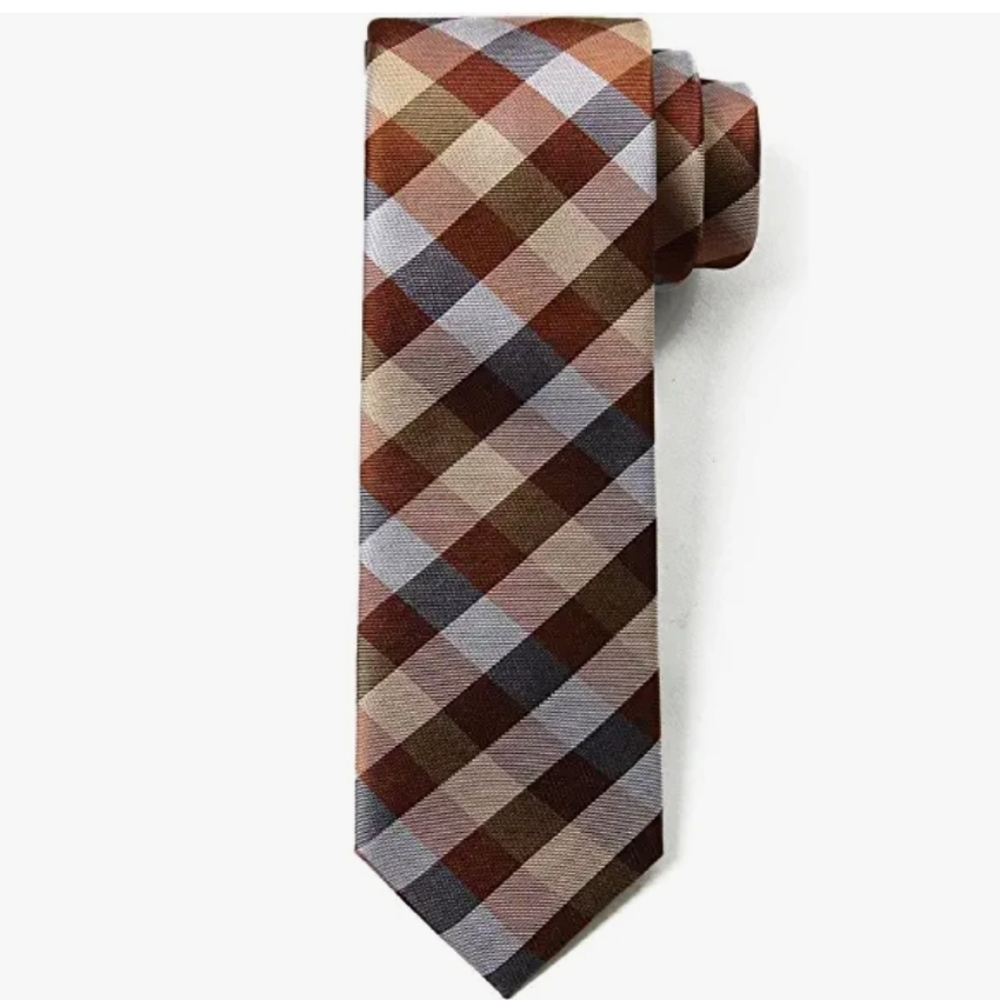 NIB Origin Ties Men's Gingham Plaid Silk Tie